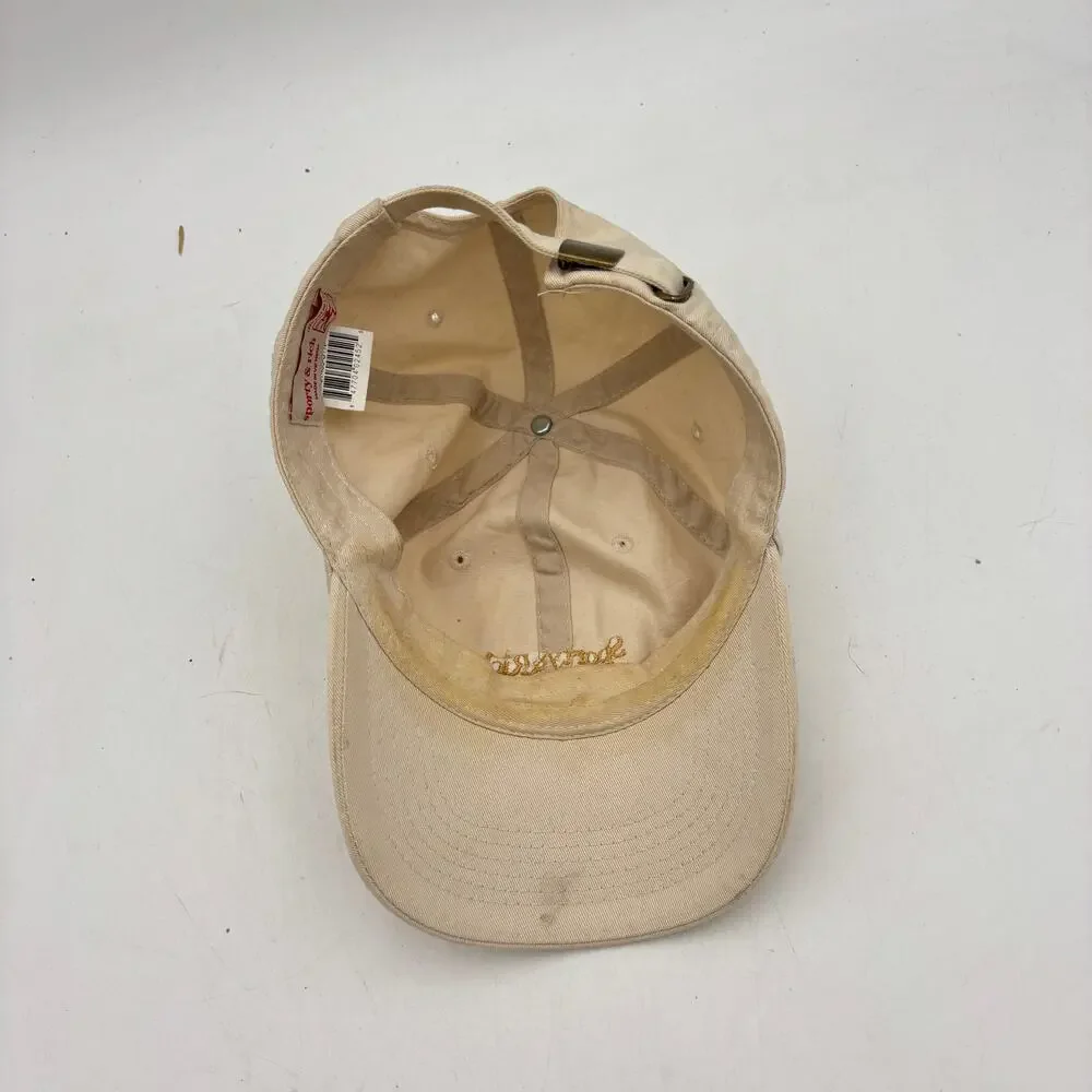 Sporty & Rich Logo Dad Hat Cream Cotton Adjustable Strapback Baseball Cap